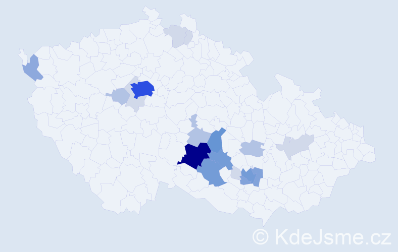 Příjmení: 'Vostálová', počet výskytů 65 v celé ČR