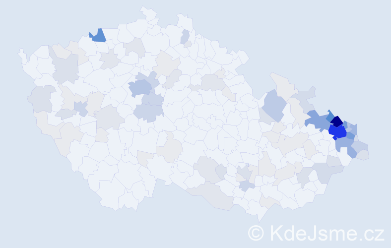 Příjmení: 'Kocur', počet výskytů 388 v celé ČR