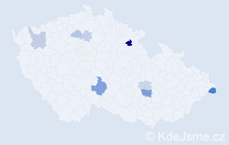 Příjmení: 'Kudri', počet výskytů 21 v celé ČR