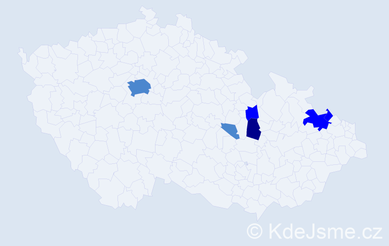 Příjmení: 'Palcer', počet výskytů 17 v celé ČR