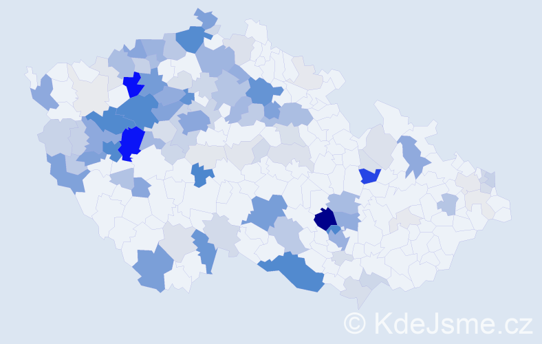 Příjmení: 'Kočka', počet výskytů 581 v celé ČR