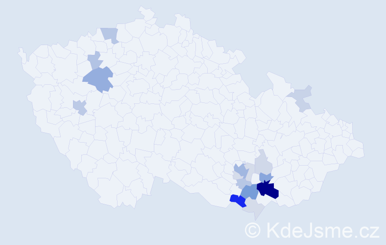 Příjmení: 'Zajdáková', počet výskytů 51 v celé ČR