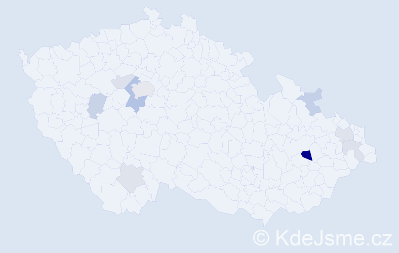 Příjmení: 'Mišeková', počet výskytů 18 v celé ČR