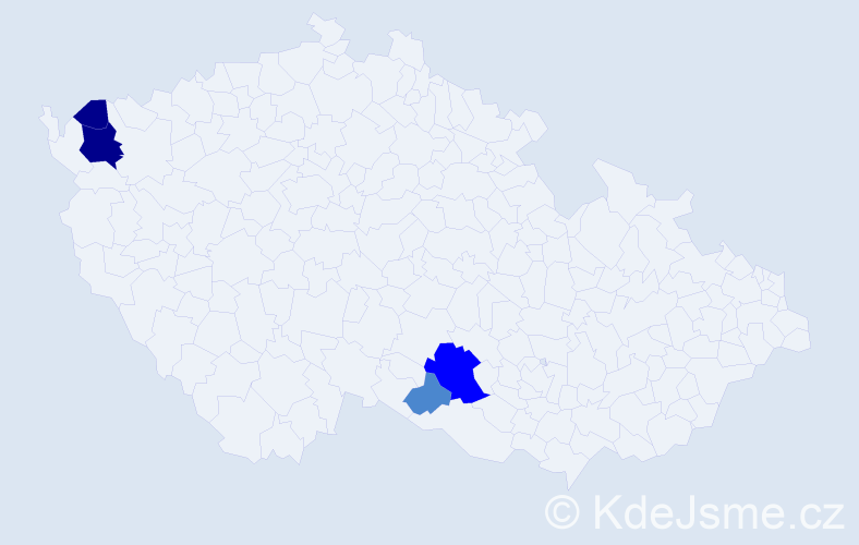 Příjmení: 'Bodnarik', počet výskytů 9 v celé ČR