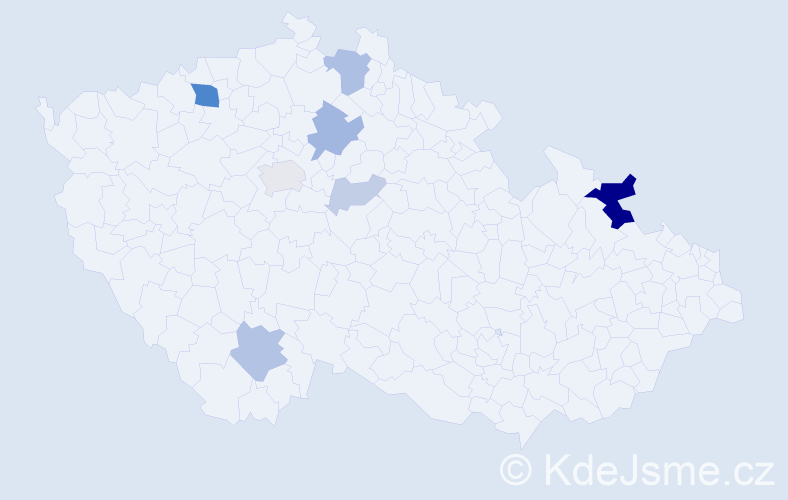 Příjmení: 'Lázár', počet výskytů 20 v celé ČR
