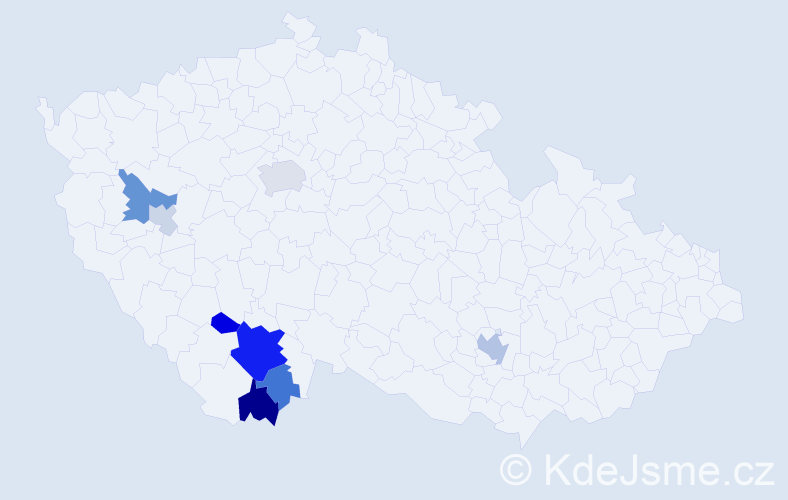 Příjmení: 'Aibl', počet výskytů 21 v celé ČR