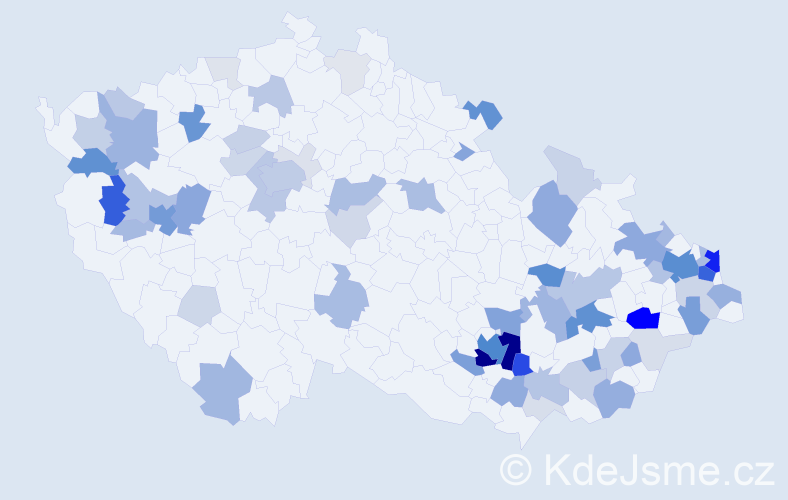 Příjmení: 'Dostal', počet výskytů 266 v celé ČR