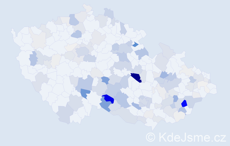 Příjmení: 'Martinů', počet výskytů 808 v celé ČR