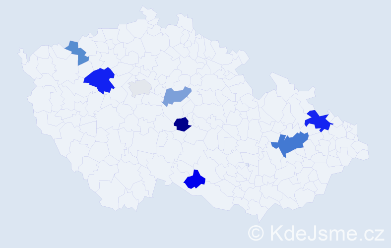 Příjmení: 'Kederová', počet výskytů 13 v celé ČR