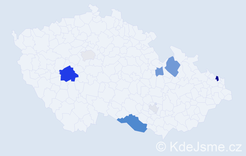 Příjmení: 'Kluk', počet výskytů 22 v celé ČR