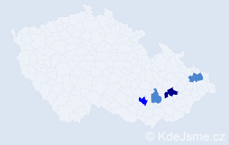 Příjmení: 'Závala', počet výskytů 8 v celé ČR