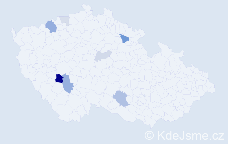 Příjmení: 'Pištec', počet výskytů 14 v celé ČR