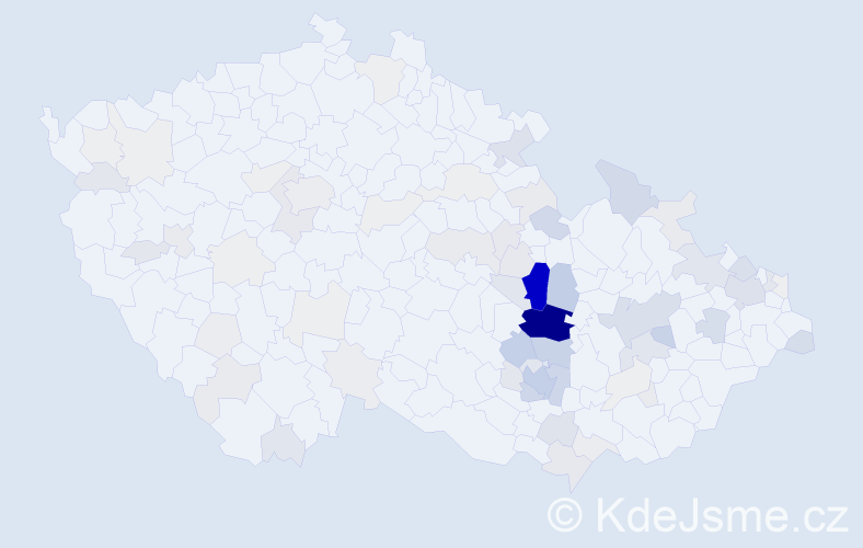 Příjmení: 'Prudilová', počet výskytů 279 v celé ČR