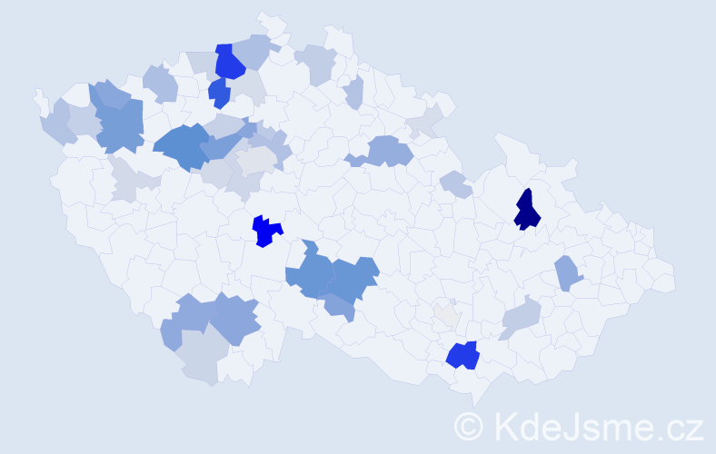 Příjmení: 'Mrhal', počet výskytů 137 v celé ČR