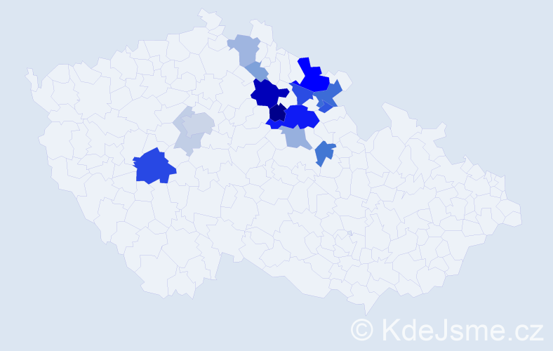 Příjmení: 'Etrychová', počet výskytů 48 v celé ČR