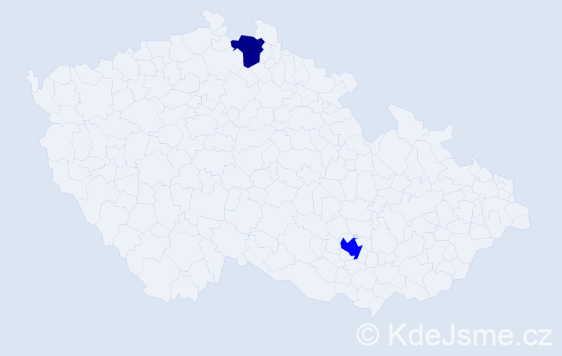 Příjmení: 'Tate', počet výskytů 5 v celé ČR