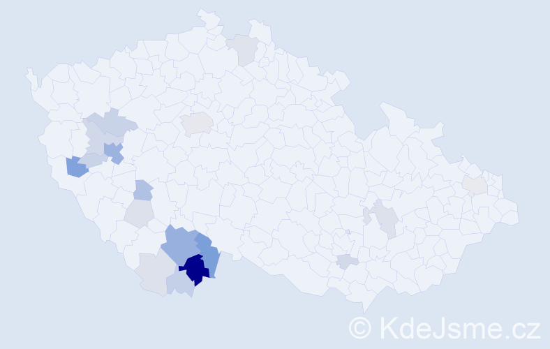 Příjmení: 'Řežáb', počet výskytů 63 v celé ČR