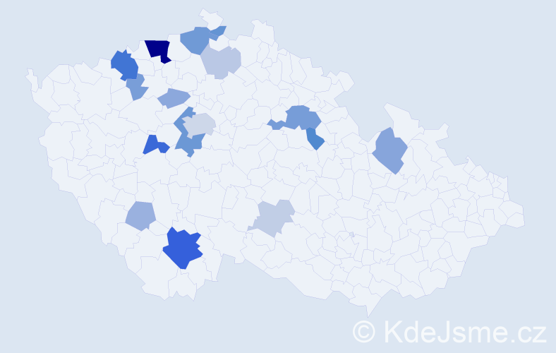 Příjmení: 'Kotvald', počet výskytů 52 v celé ČR