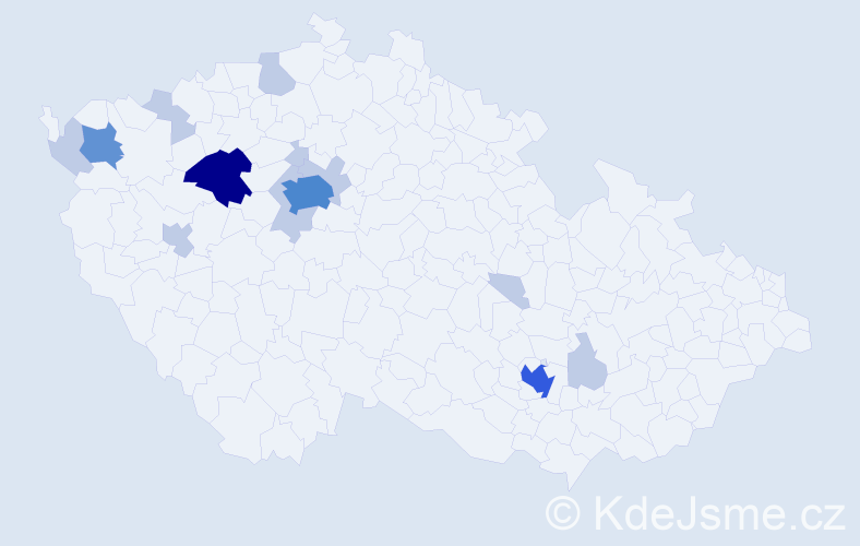 Příjmení: 'Kýnová', počet výskytů 34 v celé ČR