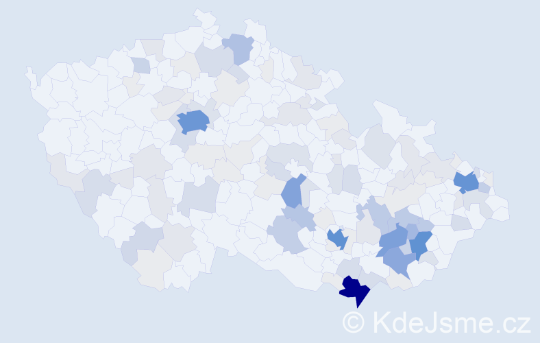 Příjmení: 'Pálka', počet výskytů 459 v celé ČR