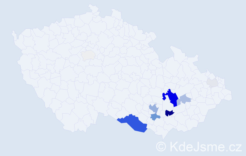 Příjmení: 'Volec', počet výskytů 39 v celé ČR