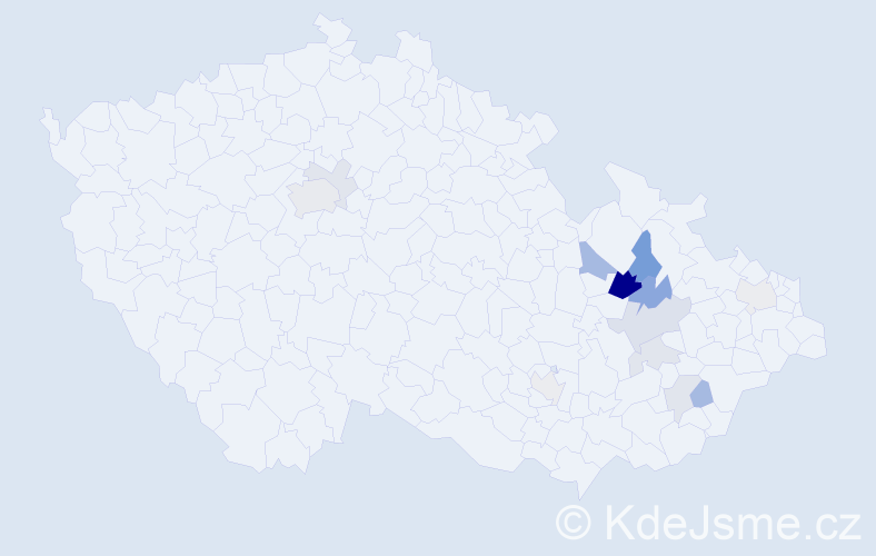 Příjmení: 'Mathonová', počet výskytů 27 v celé ČR
