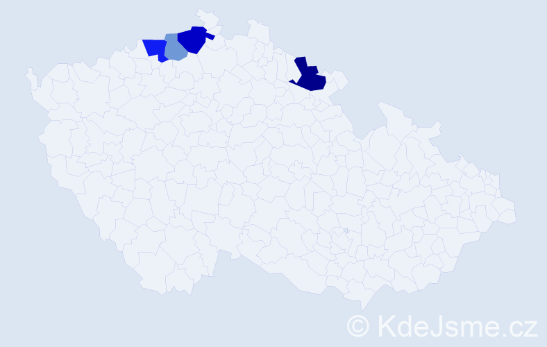 Příjmení: 'Bédy', počet výskytů 7 v celé ČR