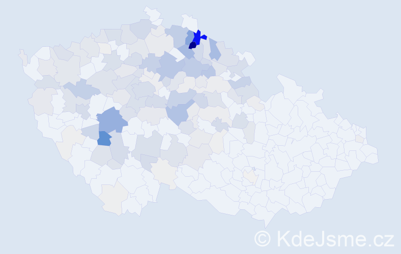 Příjmení: 'Šourek', počet výskytů 626 v celé ČR