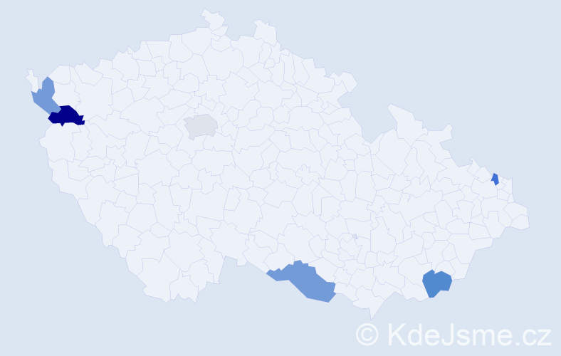 Příjmení: 'Čučelová', počet výskytů 16 v celé ČR