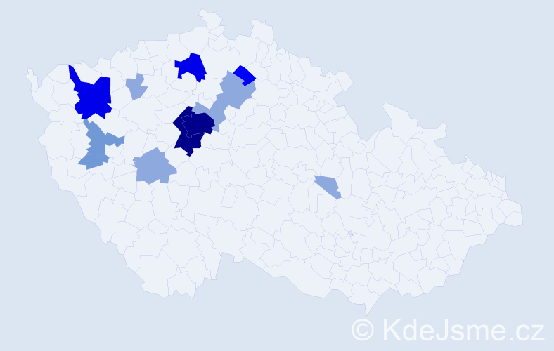 Příjmení: 'Kynzl', počet výskytů 35 v celé ČR