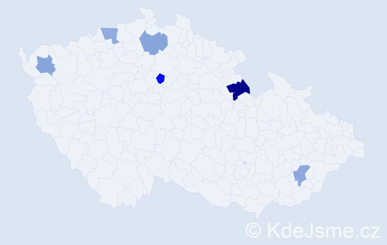 Příjmení: 'Koniček', počet výskytů 7 v celé ČR