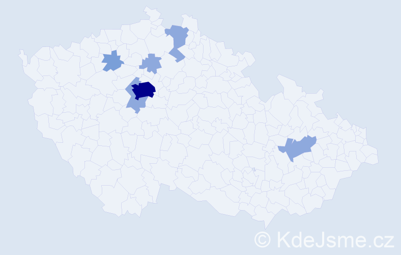 Příjmení: 'Kramerius', počet výskytů 14 v celé ČR