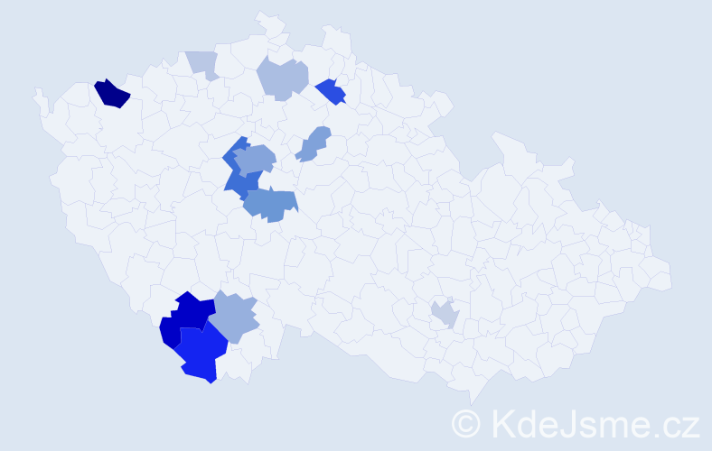 Příjmení: 'Bažilová', počet výskytů 41 v celé ČR