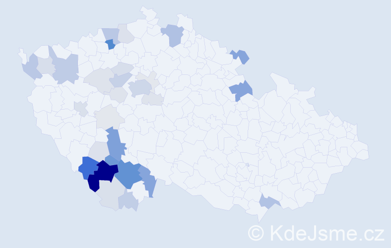 Příjmení: 'Kolafa', počet výskytů 135 v celé ČR