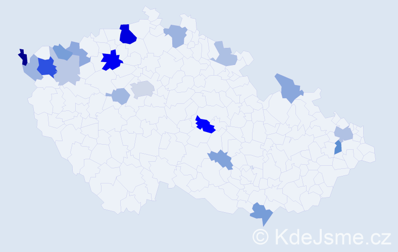 Příjmení: 'Pástorová', počet výskytů 44 v celé ČR