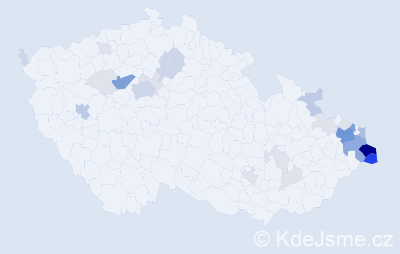 Příjmení: 'Kubik', počet výskytů 115 v celé ČR