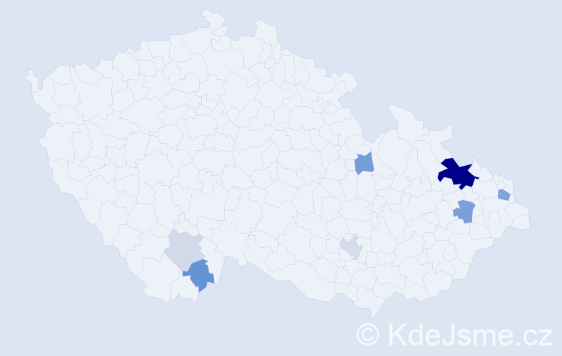 Příjmení: 'Biler', počet výskytů 22 v celé ČR