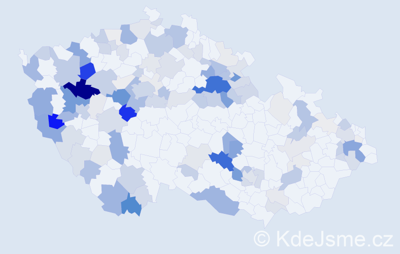 Příjmení: 'Koza', počet výskytů 474 v celé ČR