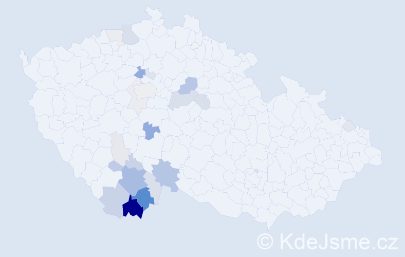 Příjmení: 'Táchová', počet výskytů 76 v celé ČR