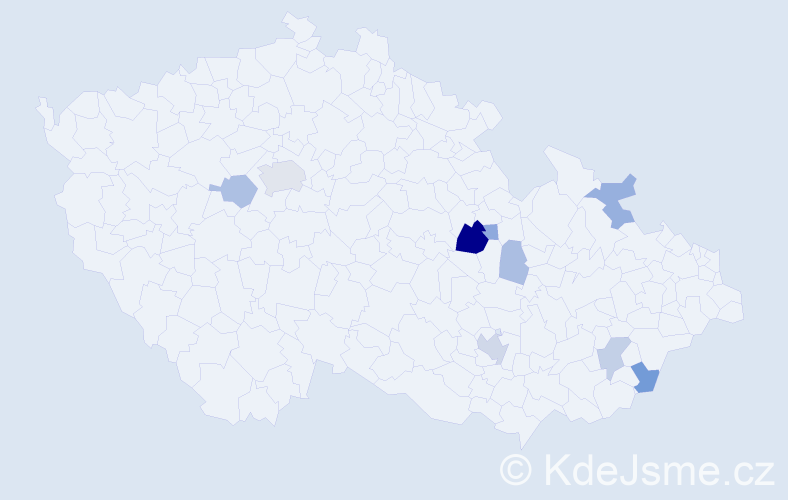 Příjmení: 'Metyšová', počet výskytů 27 v celé ČR
