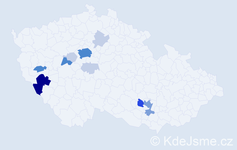 Příjmení: 'Baštař', počet výskytů 42 v celé ČR