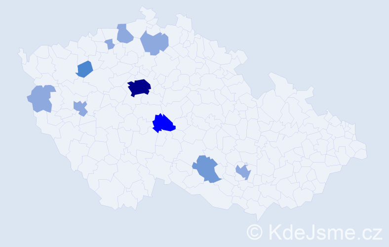 Příjmení: 'Potančok', počet výskytů 21 v celé ČR