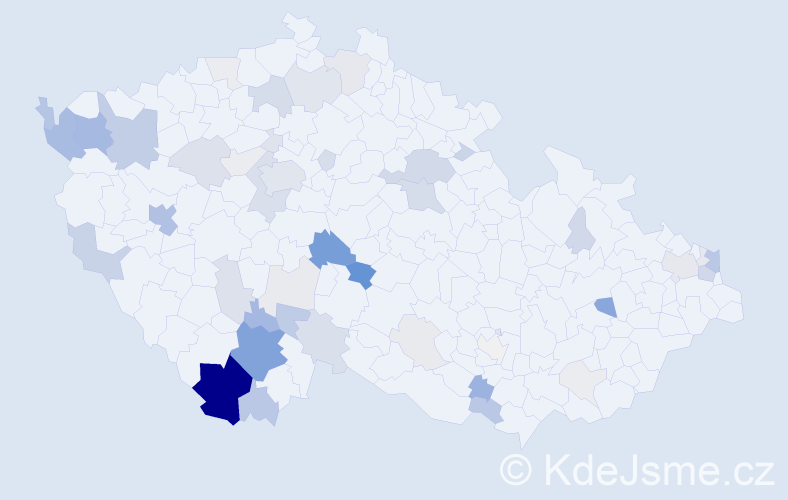 Příjmení: 'Domin', počet výskytů 208 v celé ČR