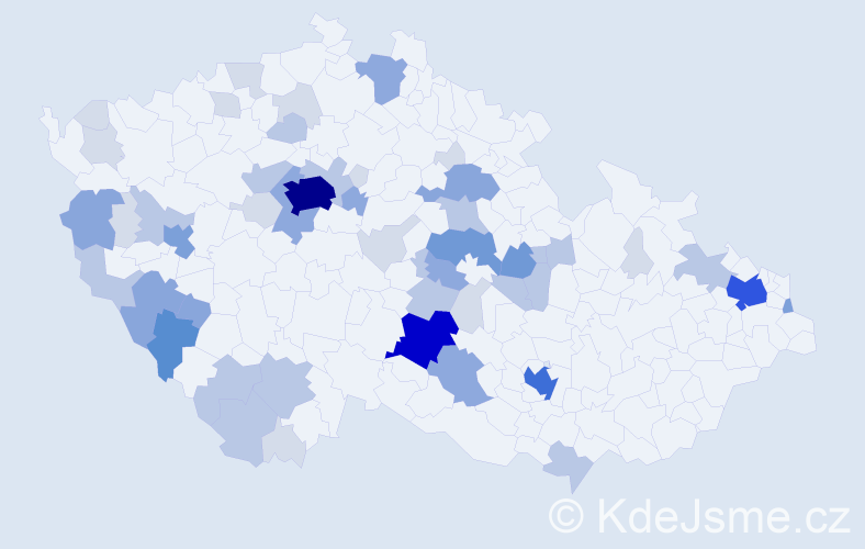 Příjmení: 'Lašková', počet výskytů 161 v celé ČR