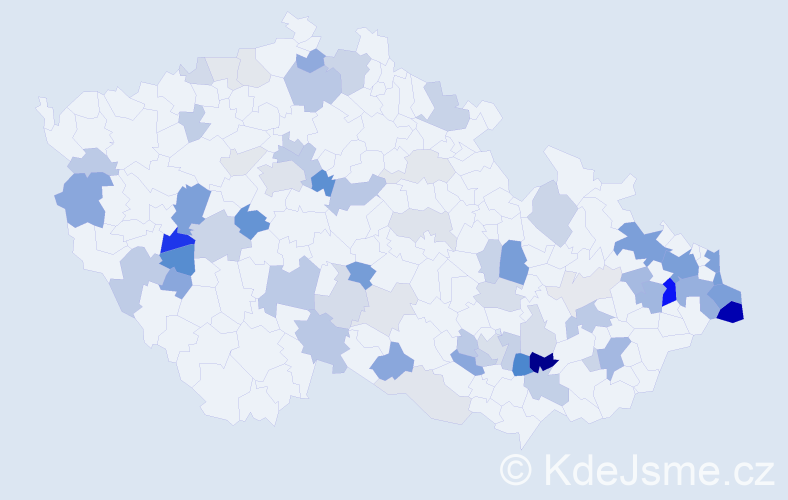 Příjmení: 'Durajová', počet výskytů 187 v celé ČR