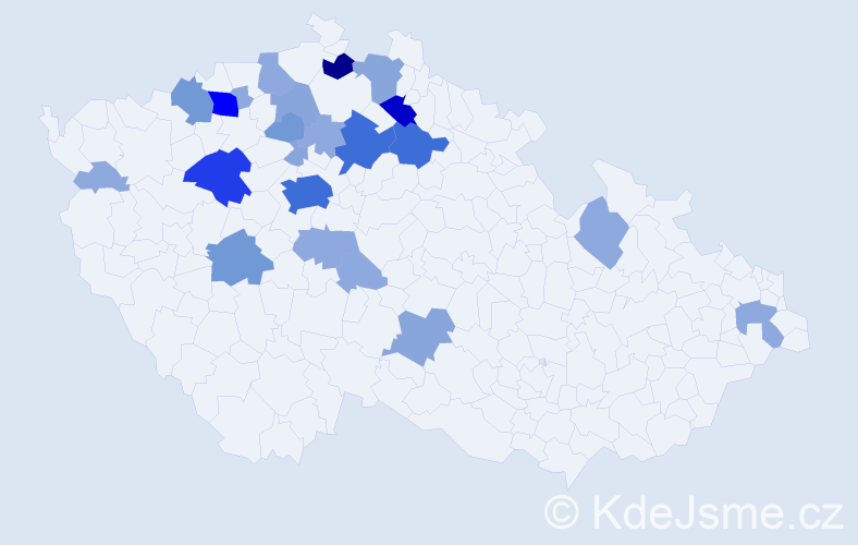 Příjmení: 'Trč', počet výskytů 70 v celé ČR
