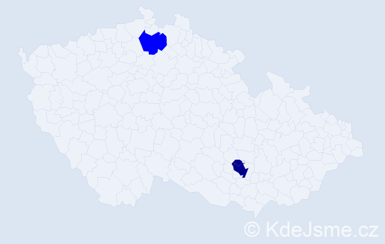 Příjmení: 'Bakó', počet výskytů 5 v celé ČR