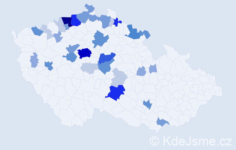 Příjmení: 'Plešingerová', počet výskytů 115 v celé ČR