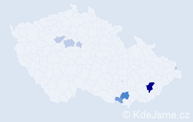 Příjmení: 'Pavelák', počet výskytů 22 v celé ČR