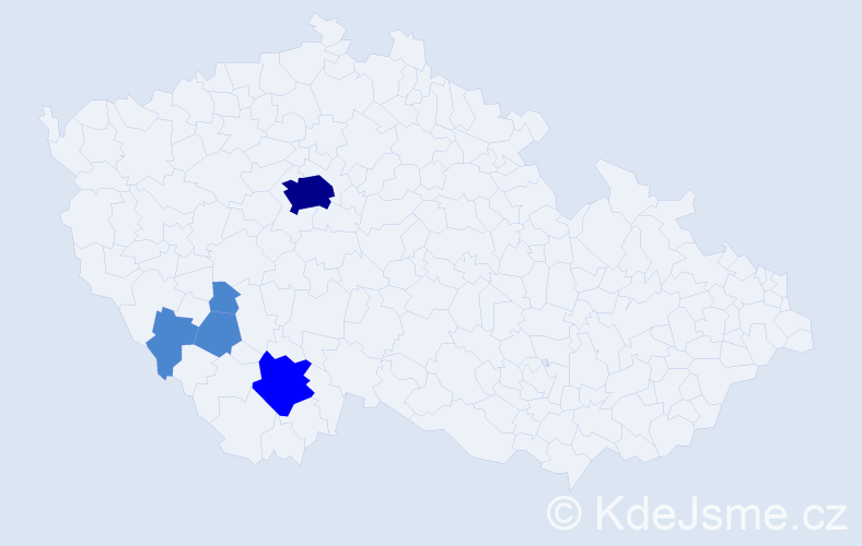 Příjmení: 'Mojka', počet výskytů 8 v celé ČR